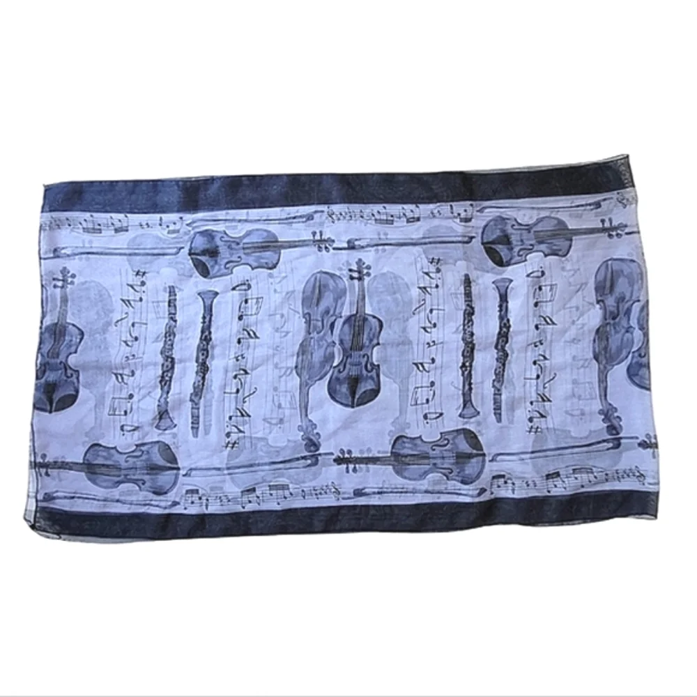 Violin Lightweight Purple Scarf W Music Notes Job Women's